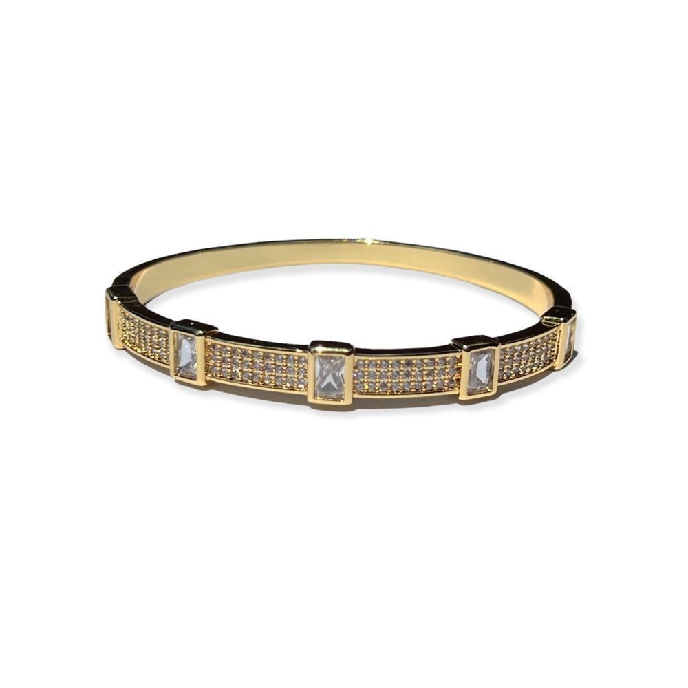 Princess Rectangle Diamond Bangle Bracelet